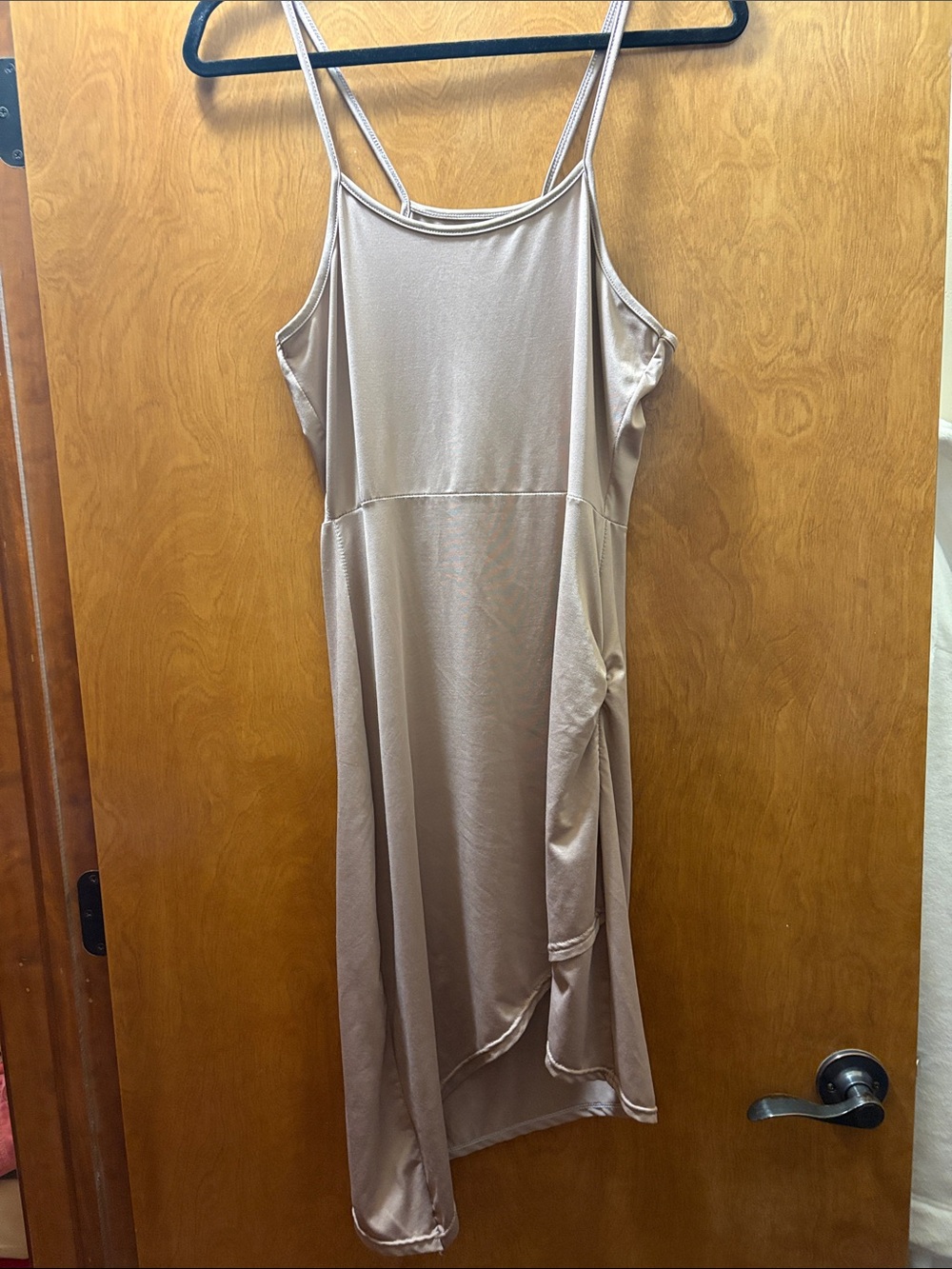 Sleeveless Satin Slip Dress in Champagne - Women's